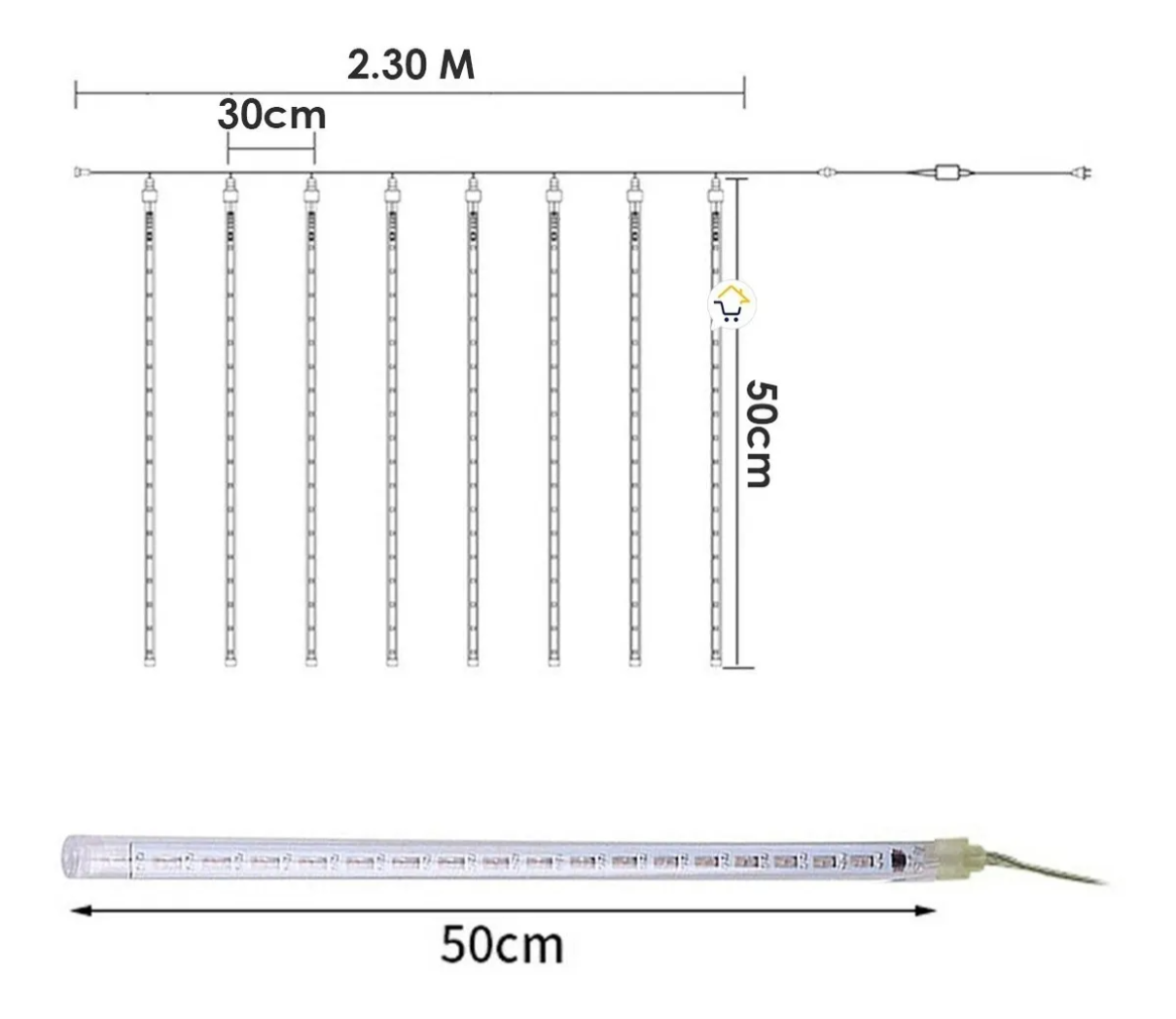 Luces De Navidad Meteorito 3m X 50 Cm